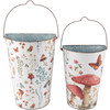 Set of 2 Decorative Metal Wall Bucket Shelves - Mushrooms & Butterfly Design from Primitives by Kathy