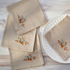 Set of 4 Cotton Linen Bleand Fall Themed Napkin Set - Acorn Embroidered 15x15 from Primitives by Kathy