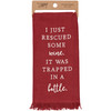 Wine Lover Cotton Kitchen Dish Towel - J Just Rescued Some Wine - Red & White 20x28 from Primitives by Kathy