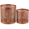 Set of 2 Copper Patina Planters - Cut Out Circle Design from Primitives by Kathy
