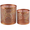 Set of 2 Copper Patina Planters - Cut Out Circle Design from Primitives by Kathy