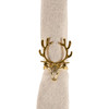 Set of 4 Metal Napkin Rings - Golden Deer Head & Antlers - 2.5 Inch - Christmas Collection from Primitives by Kathy