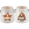 Set of 3 Decorative Stoneware Candles Holder Lanterns - Star & Christmas Tree Cutout from Primitives by Kathy