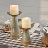 Set of 2 Decorative Candle Holders - Rustic Galvanized Metal With Jute Accent - Farmhouse Collection from Primitives by Kathy