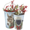 Set of 2 Decorative Hanging Wall Buckets Decor - Christmas Sheep & Donkey from Primitives by Kathy