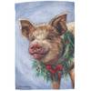 Double Sided Polyester Garden Flag - Winter Pig Wearing Holiday Wreath - 12x18 from Primitives by Kathy