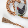 Decorative Wooden Bead & Jute Garland With Plymouth Rock Chicken Medallion - 42 Inches from Primitives by Kathy