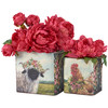 Set of 3 Decorative Metal Storage Bins - Farm Animals With Floral Crown from Primitives by Kathy