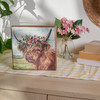 Decorative Wooden Block Sign Decor - Farmhouse Highland Cow With Floral Crown 6x6 from Primitives by Kathy