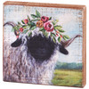 Decorative Wooden Block Sign Decor - Farmhouse Sheep With Floral Crown 6x6 from Primitives by Kathy