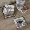 Set of 4 Decorative Stoneware Drink Coasters - Farm Animals With Floral Crown - 4x4 from Primitives by Kathy