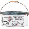Galvanized Metal Barbeque Caddy With Handle - Cow Pig Chicken Walk Into A Barbecue from Primitives by Kathy