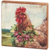 Decorative Wooden Block Sign Decor - Farmhouse Chicken With Floral Wreath 6x6 from Primitives by Kathy