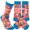 Colorfully Printed Cotton Novelty Socks - Mommin' Ain't Easy - Floral Print Design from Primitives by Kathy