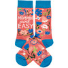 Colorfully Printed Cotton Novelty Socks - Mommin' Ain't Easy - Floral Print Design from Primitives by Kathy