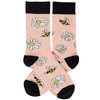 Colorfully Printed Cotton Novelty Socks - Bumblebee And Daisy Flowers from Primitives by Kathy