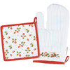 Cotton Oven Mitt & Potholder Set - Strawberry Print Design - Garden Collection from Primitives by Kathy