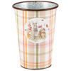 Decorative Metal Bucket - Plaid Bunnies & Spring Flowers - 9.5 In x 7 In from Primitives by Kathy
