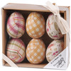 Set of 6 Wooden Egg Figurines - Various Spring Floral & Gingham Prints from Primitives by Kathy
