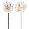 Set of 2 Spring Bunny Rabbits & Flowers Garden Picks - 10 Inch from Primitives by Kathy