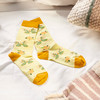 Colorfully Printed Cotton Novelty Socks - Yellow Butterfly & Flowers from Primitives by Kathy