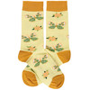 Colorfully Printed Cotton Novelty Socks - Yellow Butterfly & Flowers from Primitives by Kathy