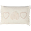 Decorative Cotton Throw Pillow With Fringe - Textured Heart Design 15x10 from Primitives by Kathy