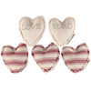 Set of 6 Love Fabric Heart Mini Pillows - Cream & Red Stripe Design - 4.5 In x 4 In from Primitives by Kathy