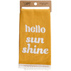Yellow Cotton Kitchen Dish Towel - Hello Sunshine 20x26 - Stitch Art Collection from Primitives by Kathy