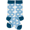 Colorfully Printed Cotton Novelty Socks - Blue Daisy Flowers from Primitives by Kathy