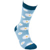 Colorfully Printed Cotton Novelty Socks - Blue Daisy Flowers from Primitives by Kathy