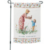 Double Sided Garden Flag - Share Happiness - Woman Child & Bunny Rabbit 12x18 from Primitives by Kathy