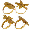 Set of 4 Beach Themed Metal Napkin Rings - Turtle Starfish & Seashells from Primitives by Kathy