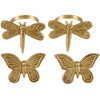 Set of 4 Gold Colored Metal Napkin Rings - Dragonflies & Butterflies Set from Primitives by Kathy