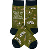 Colorfully Printed Cotton Novelty Socks - Call Me Pretty & Take Me Camping from Primitives by Kathy