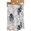 Cotton Linen Blend Kitchen Dish Towel - Octopus & Sea Plants 20x26 - Beach Collection from Primitives by Kathy