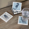 Set of 4 Stoneware Drink Coasters Sea Creatures 4x4 - Beach Collection from Primitives by Kathy