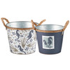 Set of 2 Decorative Metal Buckets - Seahorses & Starfish - Beach Collection from Primitives by Kathy