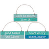 Set of 3 Wooden Hanging Ornaments - Beach Themed - Tan Lines & Life Is Short from Primitives by Kathy