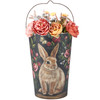 Set of 2 Decorative Metal Wall Buckets Decor - Bunny Rabbits & Spring Florals from Primitives by Kathy