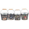 Set of 4 Decorative Metal Buckets With Handle - Woodlands Spring Themed from Primitives by Kathy