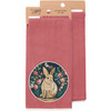 Cotton Kitchen Dish Towel - Woodland Bunny Rabbit & Spring Roses 20x28 from Primitives by Kathy