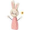 Decorative Wooden Bunny Rabbit Figurine In Pink Dress Holding Daisy 3x6 from Primitives by Kathy