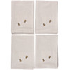 Set of 4 Cotton Linen Cloth Napkins - Embroidered Bumblebees 15x15 Set from Primitives by Kathy