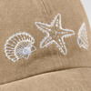 Adjustable Cotton Baseball Cap - Salty Soul - Seashell Design - Sand Brown Color from Primitives by Kathy