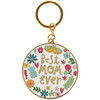 Enamel Key Chain - Best Mom Ever - 2 Inch Diameter - Colorful Floral Pattern Design from Primitives by Kathy