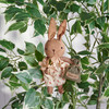 Hanging Bunny Doll Ornament Holding Flowers & Bag Of Seeds 4.5 Inch from Primitives by Kathy