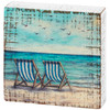 Decorative Wooden Block Sign Decor - Striped Beach Chairs Oceanside 4x4 from Primitives by Kathy