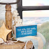 Beach Blue Decorative Wooden Box Sign Decor - Sun & Sand & Drink In My Hand 4x2 from Primitives by Kathy