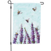 Double Sided Garden Flag - Bumblebees & Lavender Flowers 12x18 - Garden Collection from Primitives by Kathy